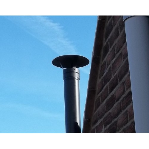 chimney cowl 4" Black with bird guard Bolt On
